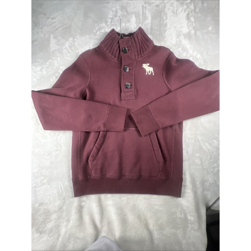 Abercrombie & Fitch BurganyMuscle half-button henley sweatshirt Men's Y2K Medium